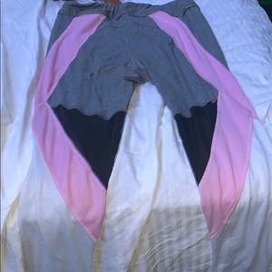 Pink & white mesh Color block leggings